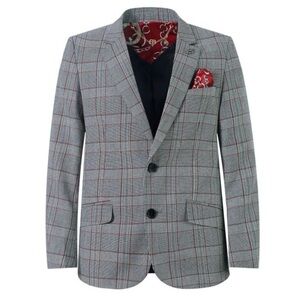 Elie Balleh Big Boys Gray Plaid Blazer Sports Coat Jacket XL Kids Slim Fit NWT